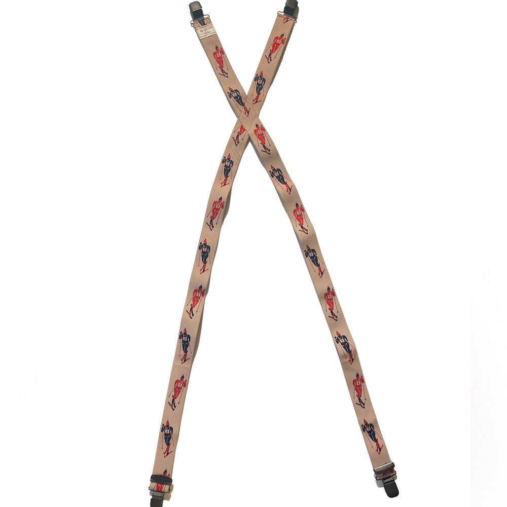 Suspenders with skiers (tan)